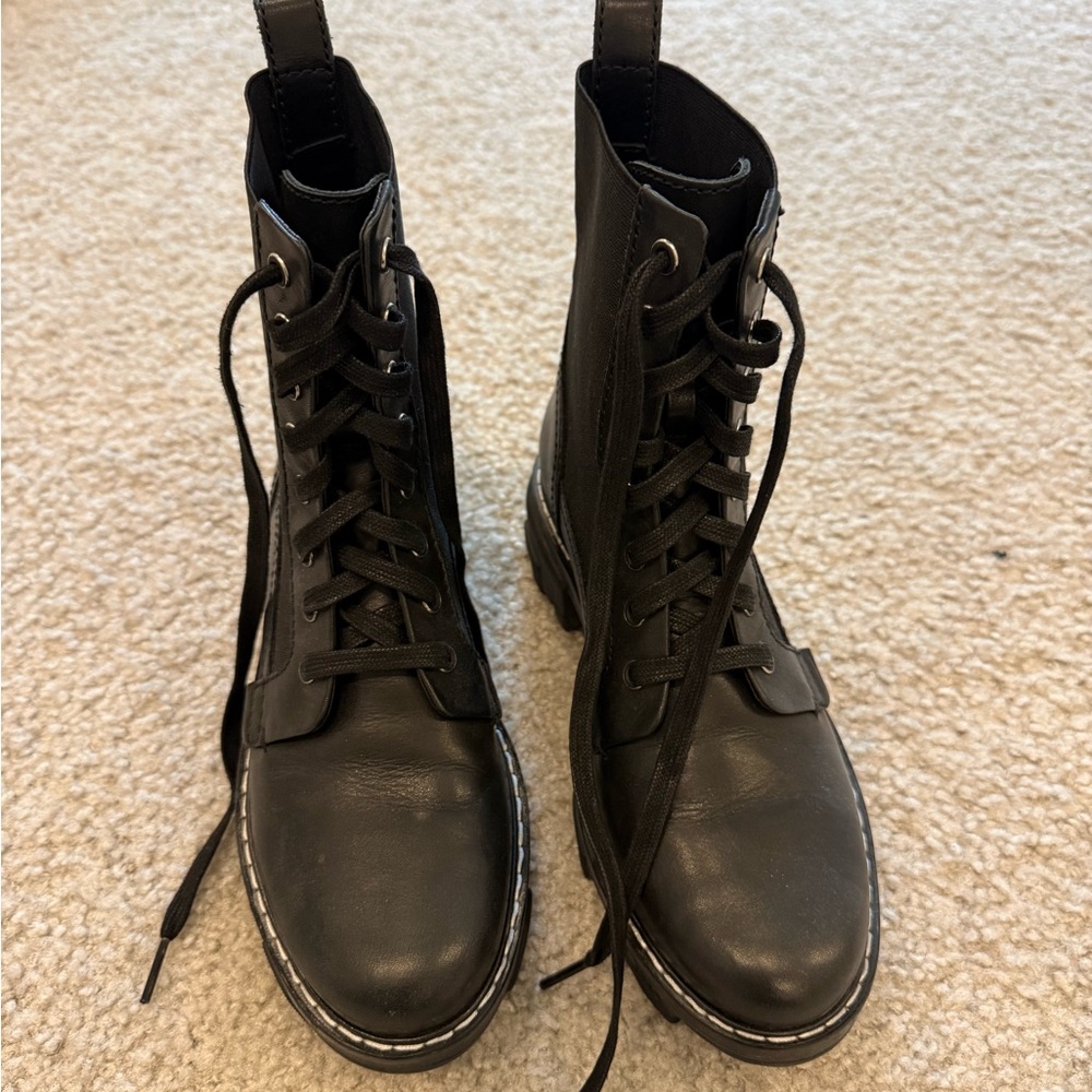 rag & bone Black Leather Moto Boots